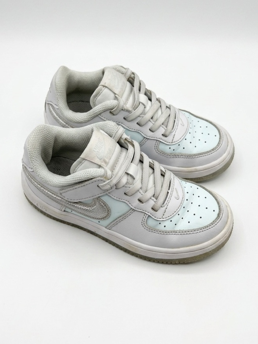 Nike Force 1 Low Top EasyOn PS Sneakers Size 12C AF1 Pure Platinum Glacier Blue
